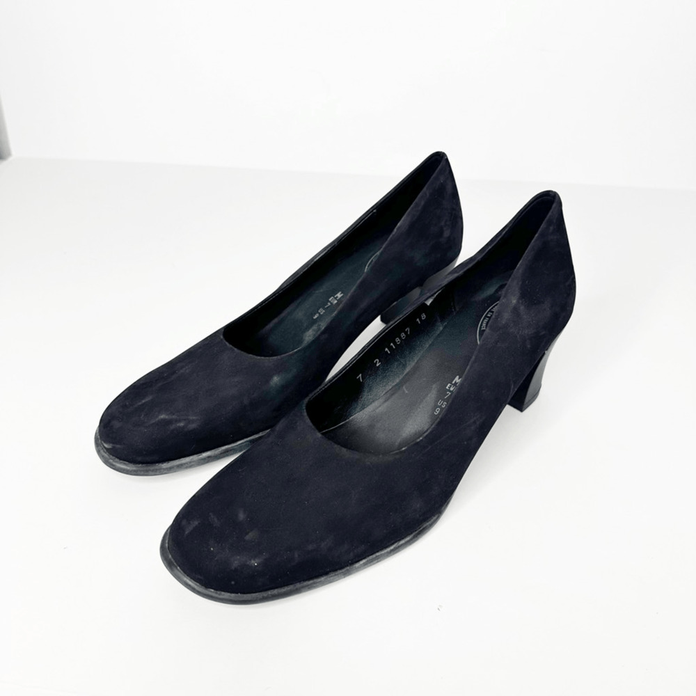 ARCHE Black Nubuck Leather Pumps comfort square toe womens size US 9